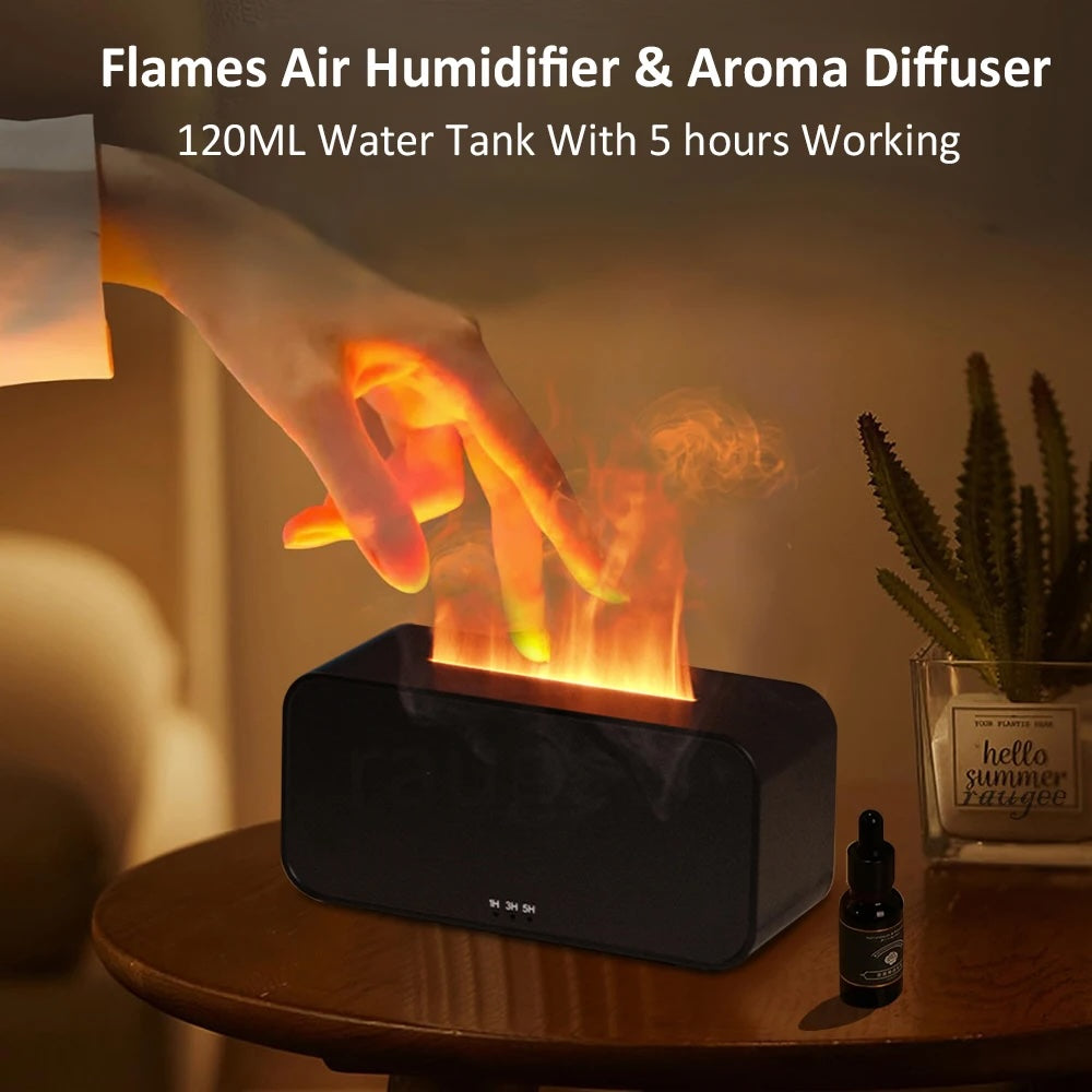 Mini Flame Aroma Diffuser – 7-Color LED Humidifier & Essential Oil Aromatherapy for Home or Office
